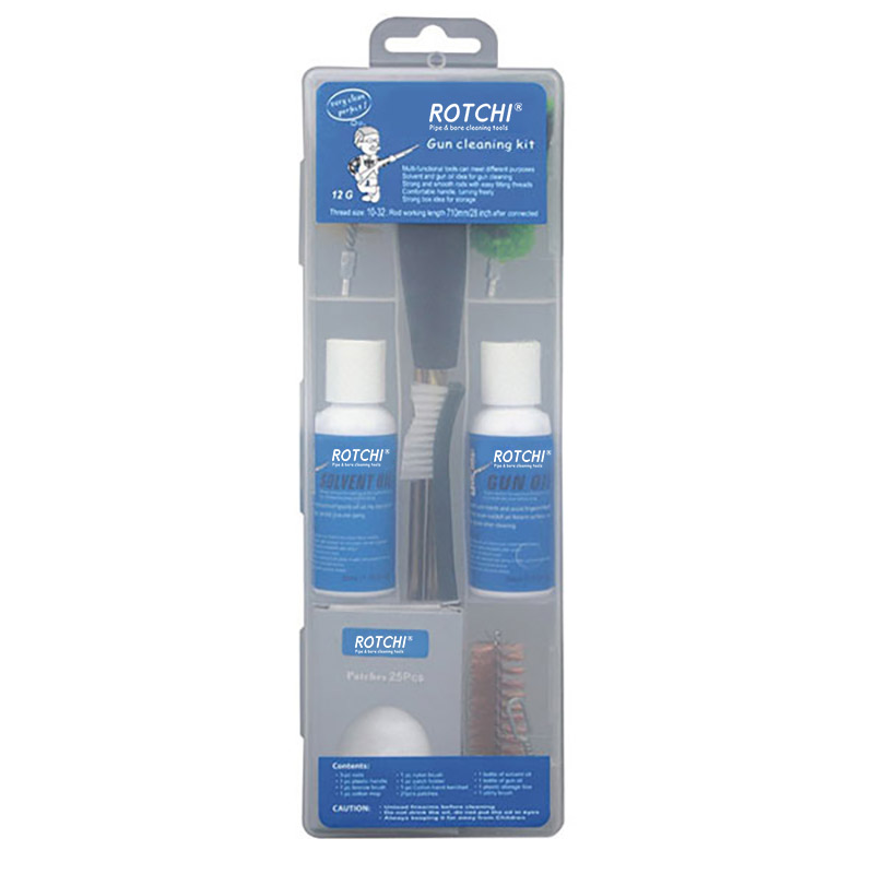 तेलको बोतलको साथ पारदर्शी बक्स एयरगन गन क्लिनिङ किट