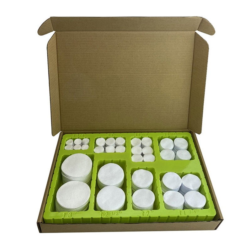 युनिभर्सल सेतो कपास कपडा स्क्वायर गन सफा गर्ने प्याच ब्लिस्टर बक्स